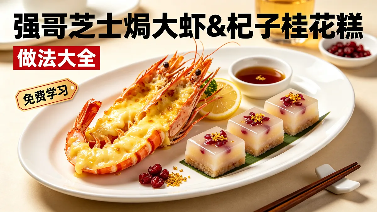 强哥芝士焗大虾&amp;杞子桂花糕 做法大全 免费学习配图